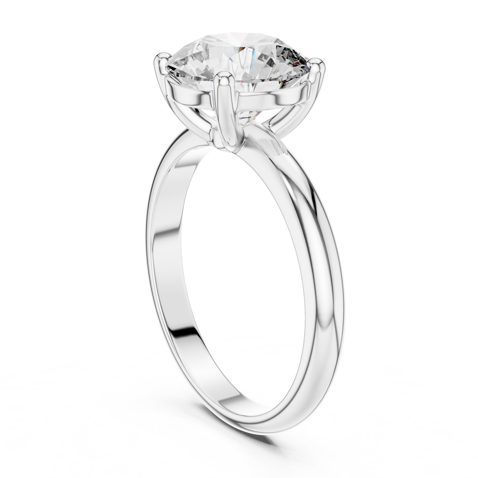 Alanna Round Solitaire Engagement Ring with Polished Domed Band in white gold