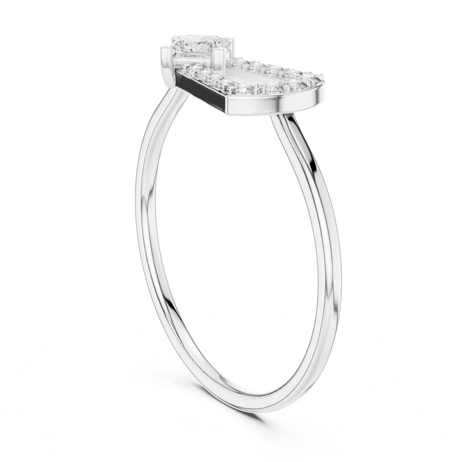 Saskia Princess Diamond Pavé Bar Ring in white gold