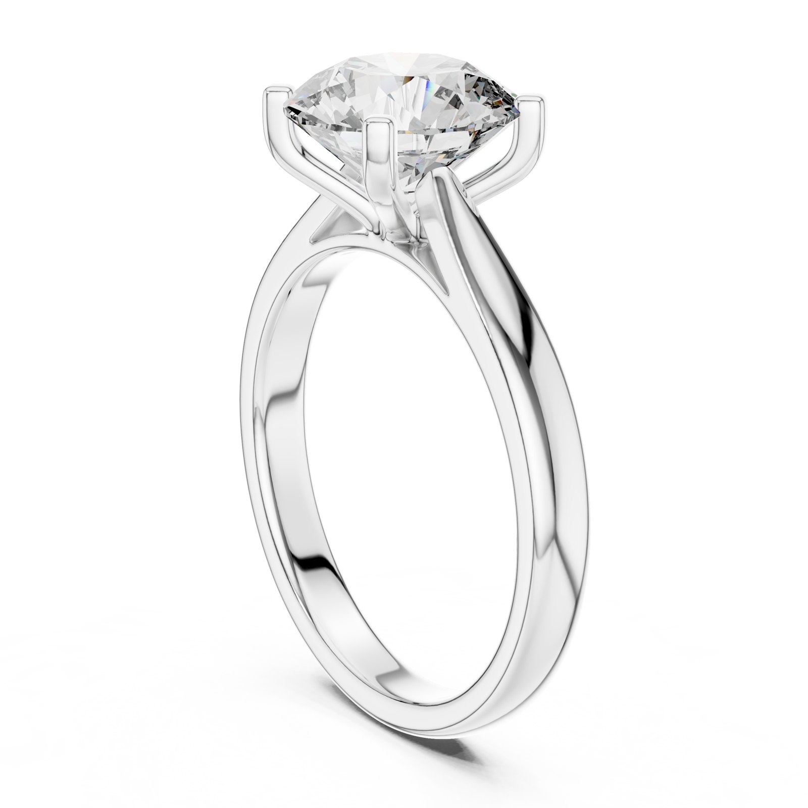 Alma Round Cathedral Solitaire Engagement Ring in white gold