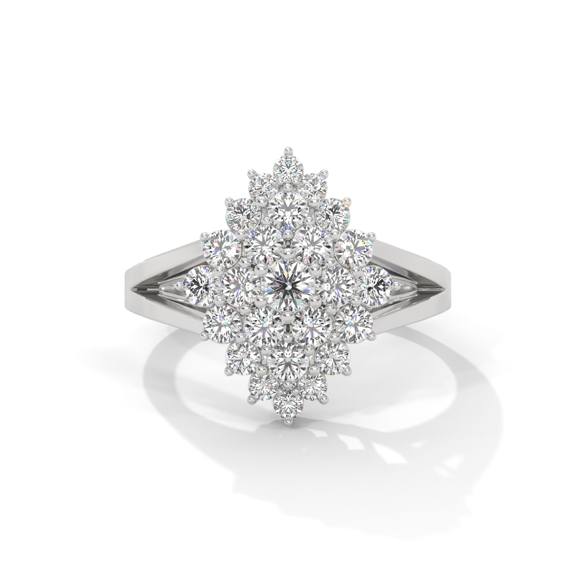 Marquise-Shape Diamond Cluster Ring