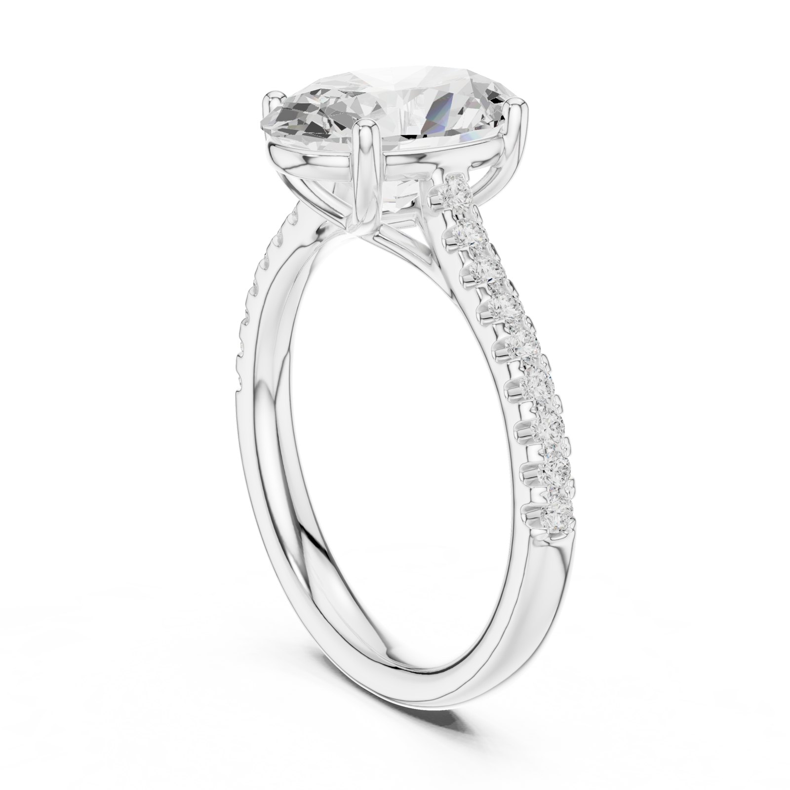 Cosima Oval Pavé Solitaire Engagement Ring in white gold