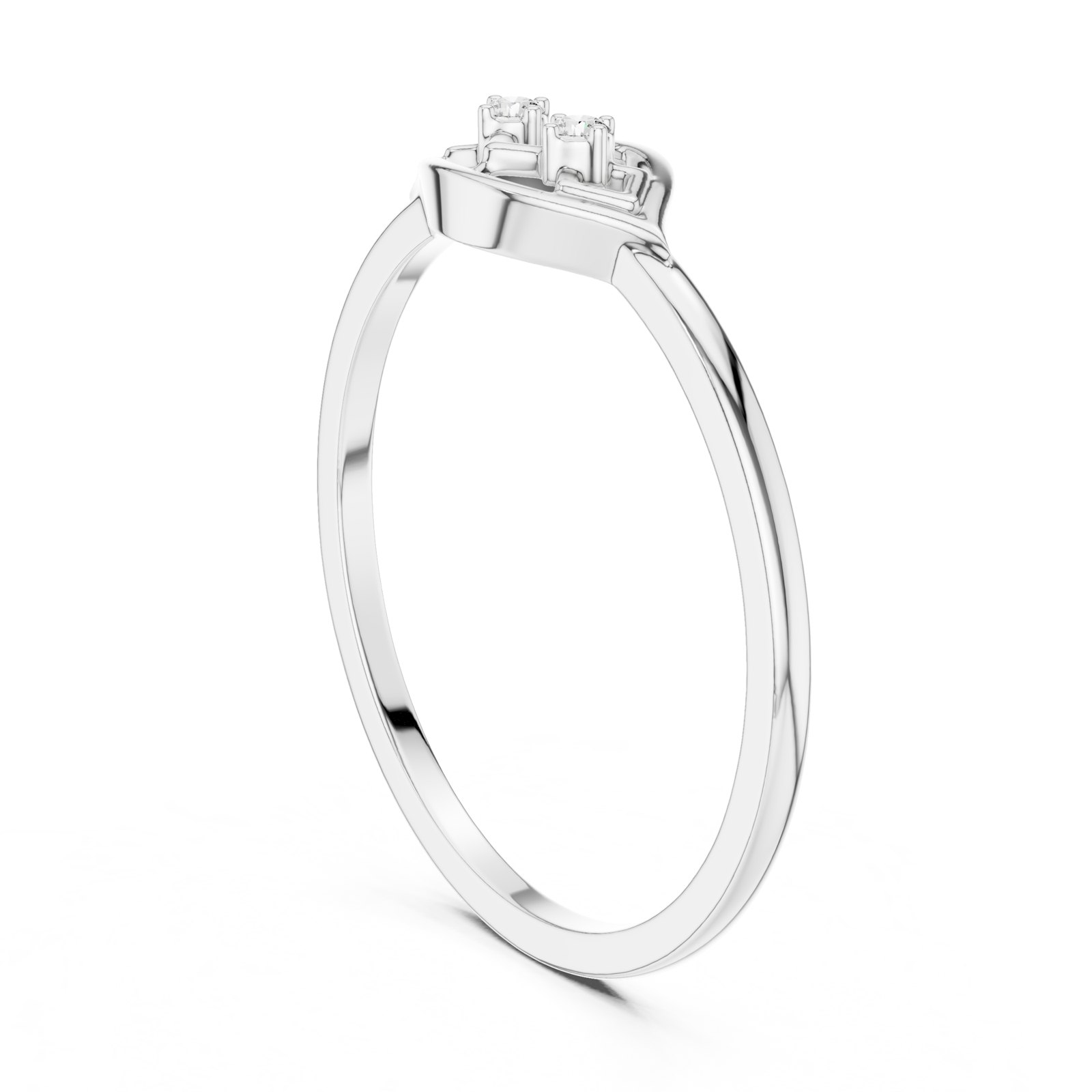 Elfrida Open Lattice Leaf Ring with Twin Diamonds in white gold