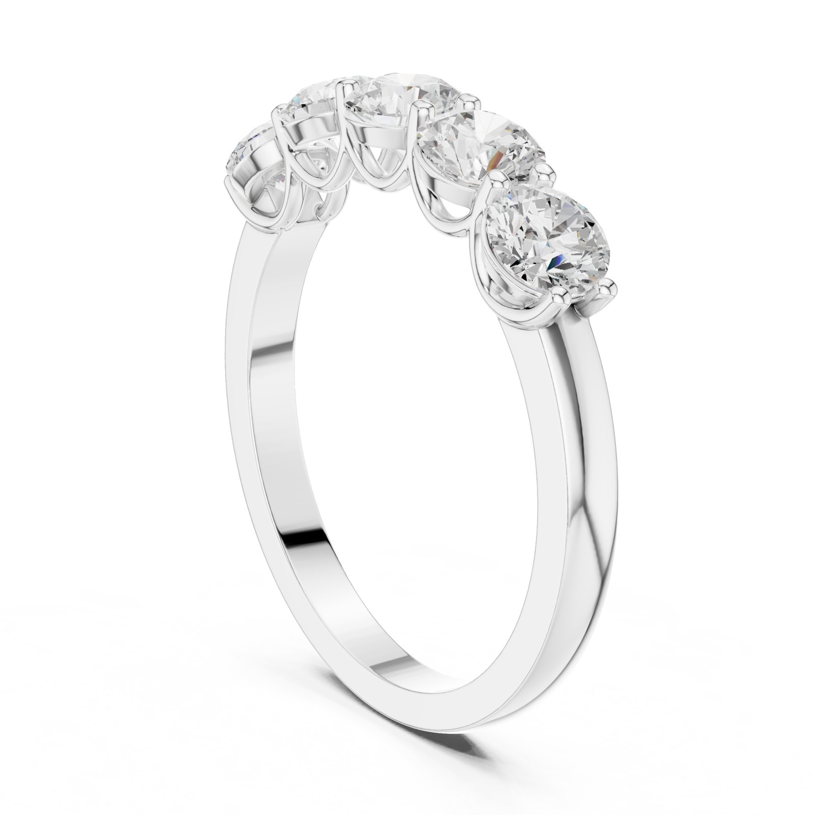 Junia Shared Prong Round Diamond Half Eternity Band in white gold