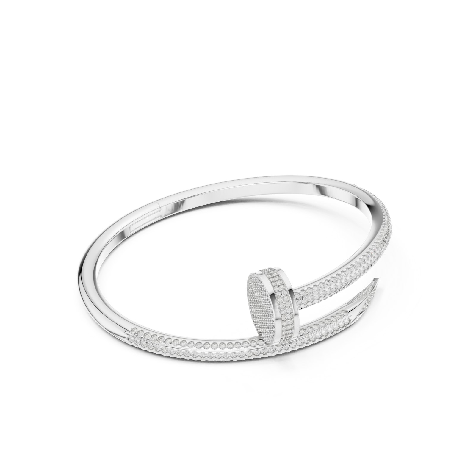 Kamaile Nail Wrap Pavé Diamond Bangle in white gold