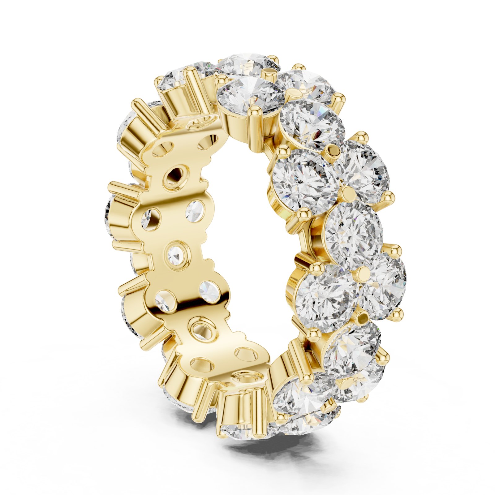 Johanna Wide Round Diamond Cluster Eternity Band in yellow gold