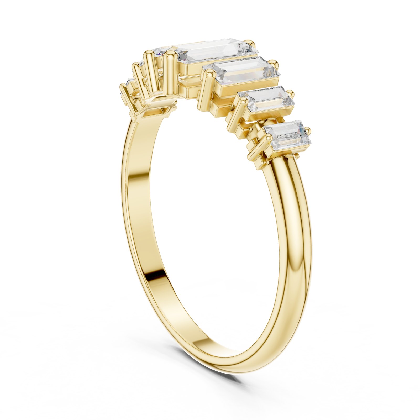 Annika Graduated Baguette Diamond Half Eternity Band in yellow gold