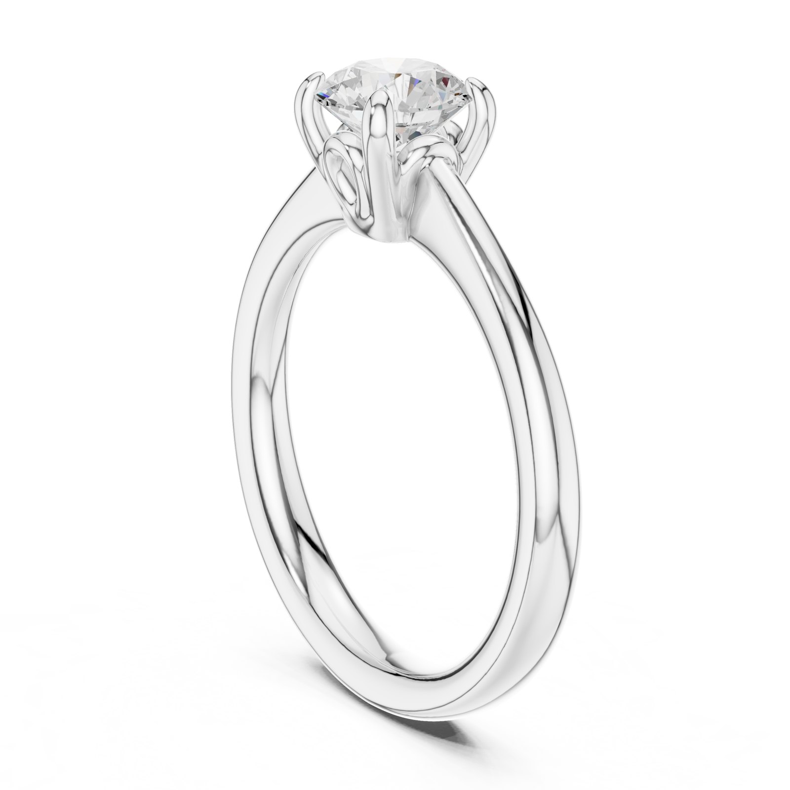 Rebeca Round Solitaire Engagement Ring with Tapered Shoulders in white gold