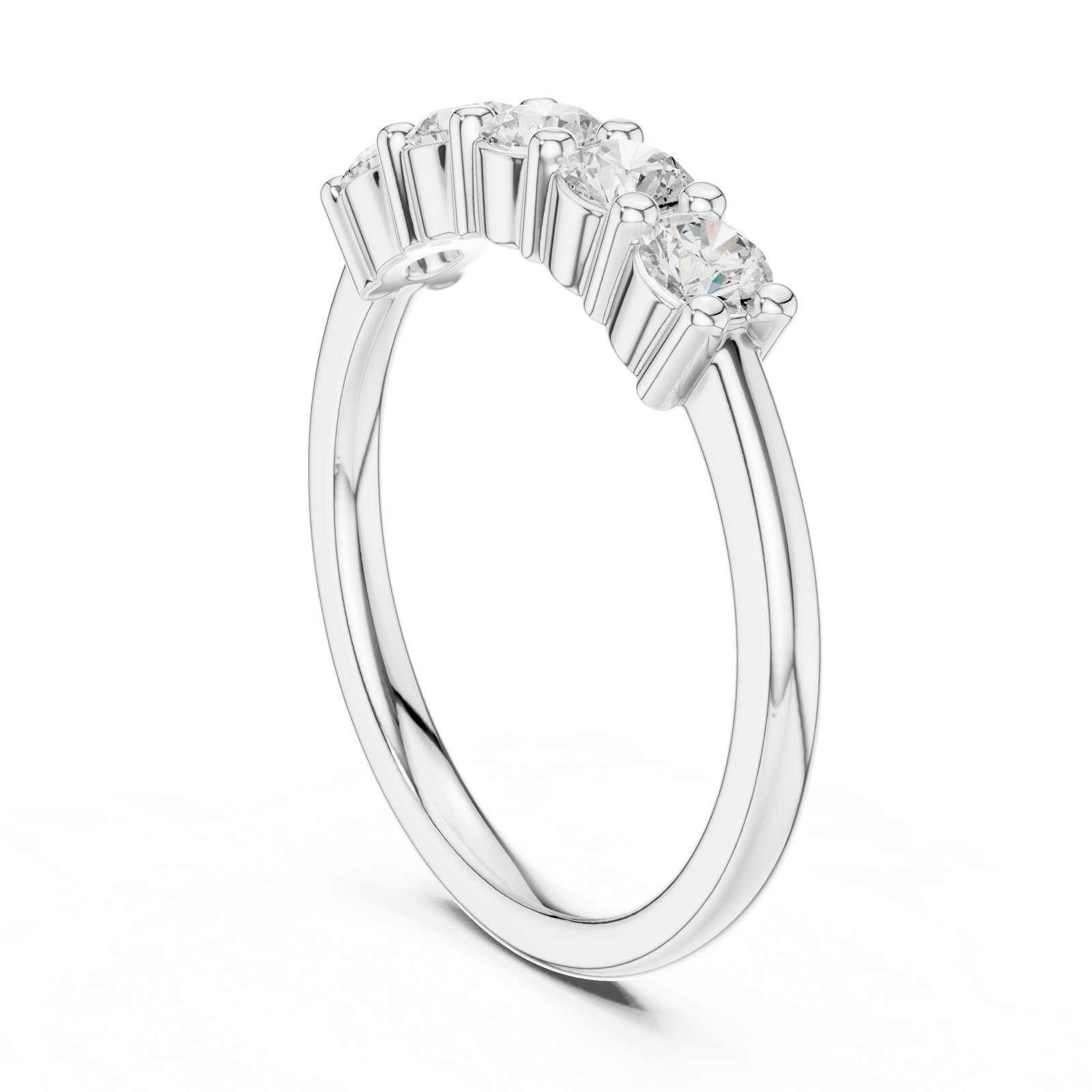 Zora Five Stone Round Half Eternity Band in white gold