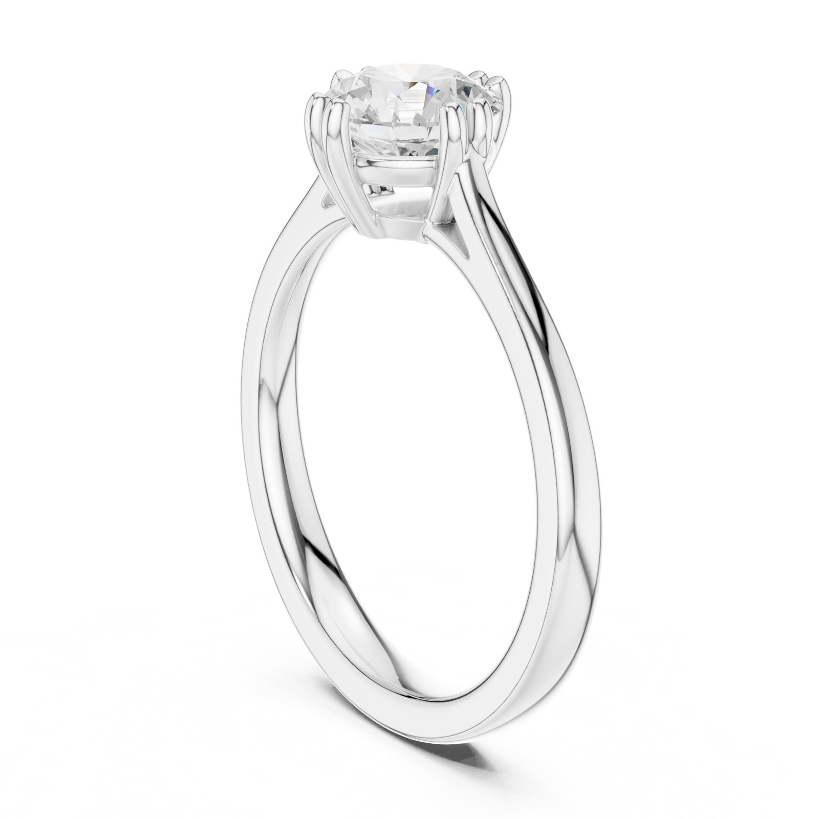 Azucena Round Cathedral Solitaire with Double Claw Setting in white gold