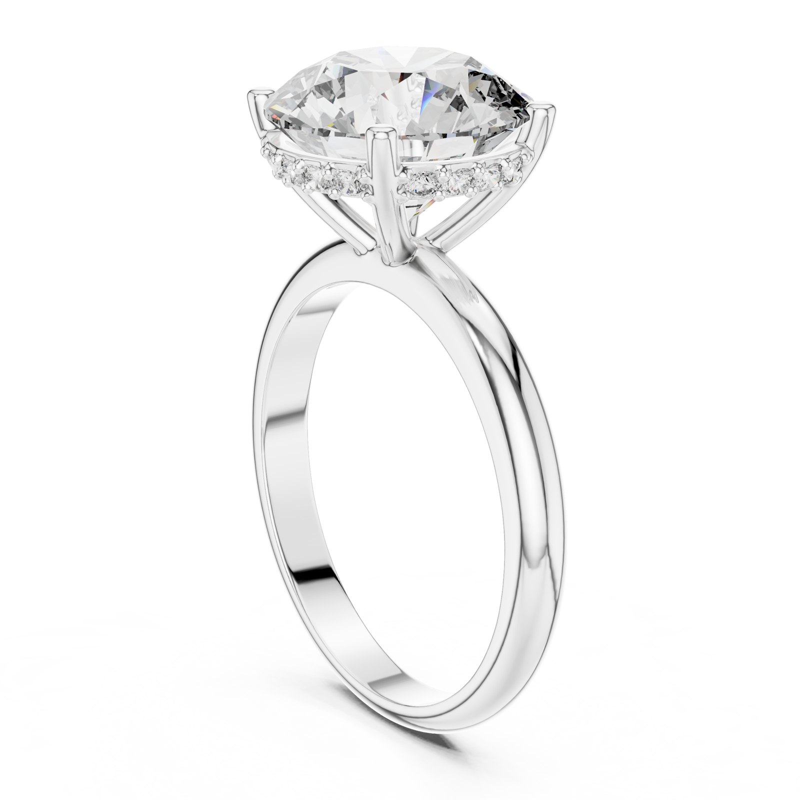 Aila Round Hidden Halo Solitaire Engagement Ring in white gold