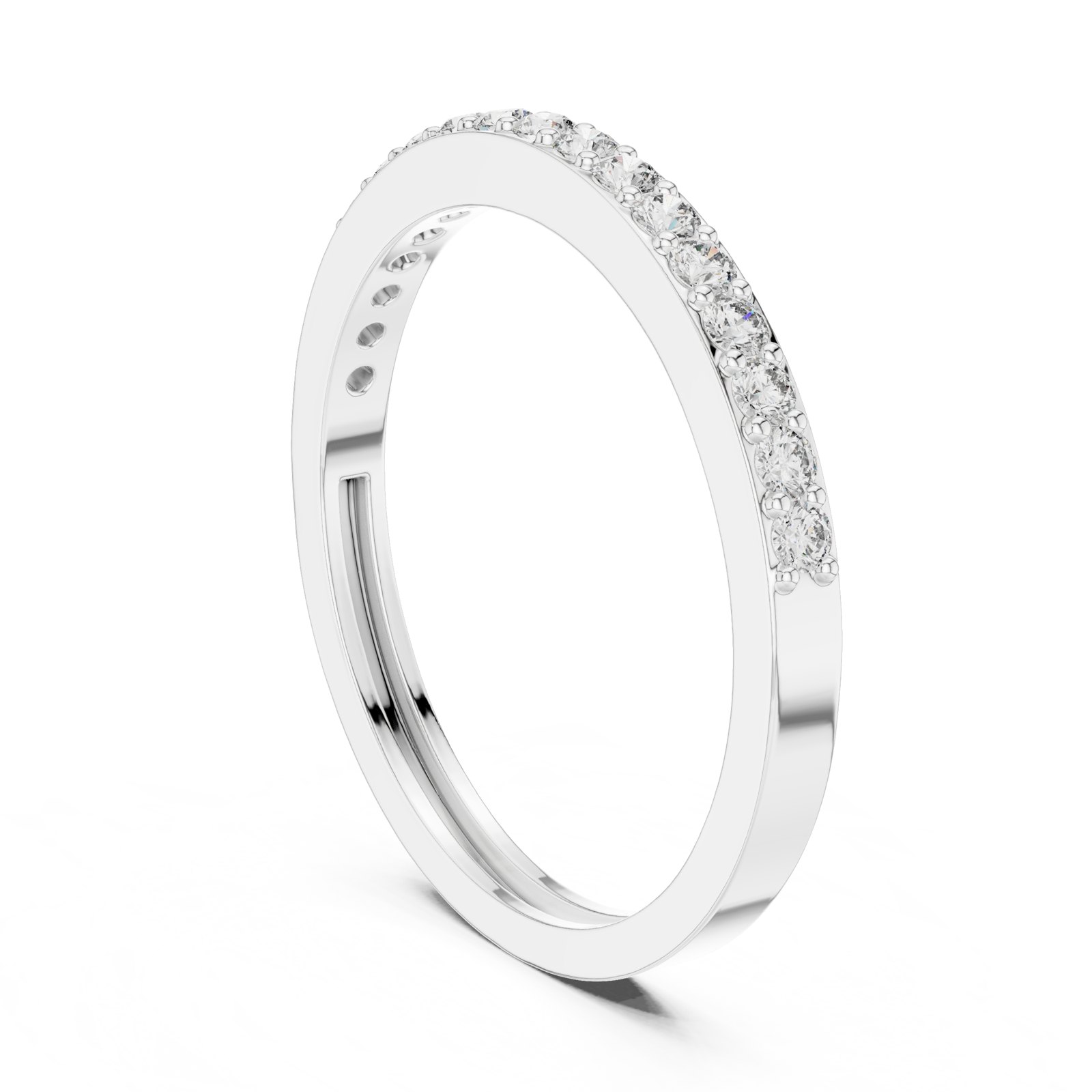 Leda Thin Pavé Half Eternity Band in white gold