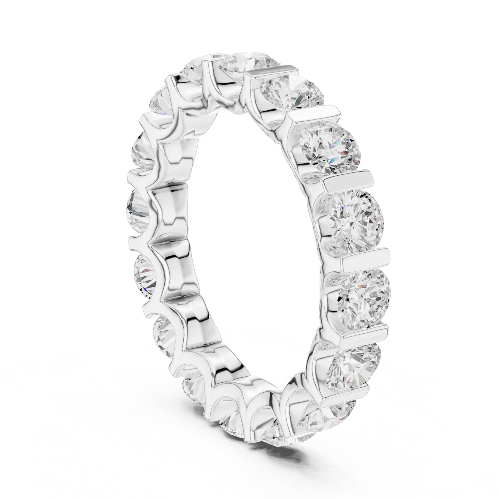 Zelda Bar Set Round Full Eternity Band in white gold