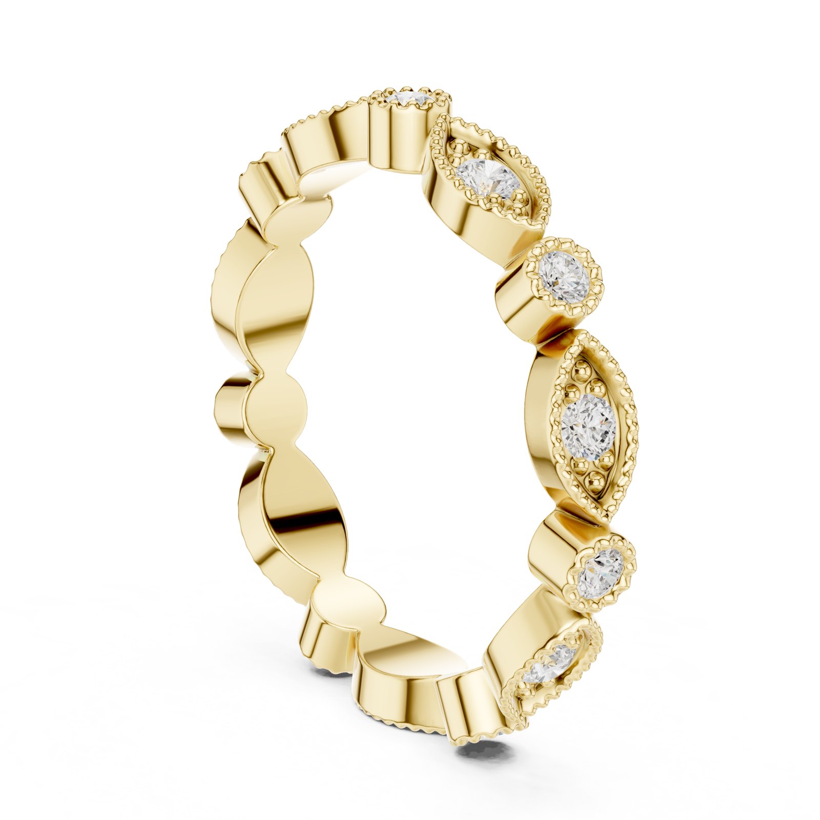 Iustina Milgrain Marquise Station Eternity Band in yellow gold