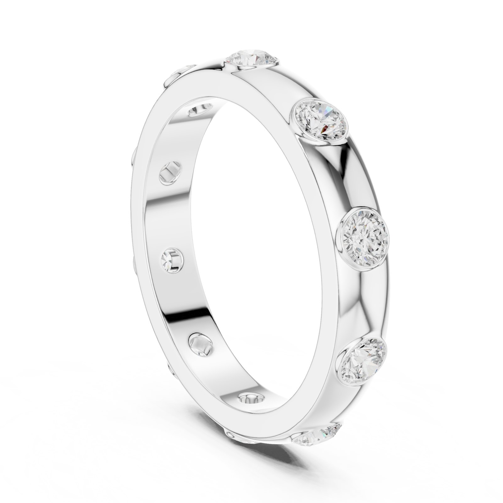 Viviana Gypsy Set Station Wedding Band in white gold