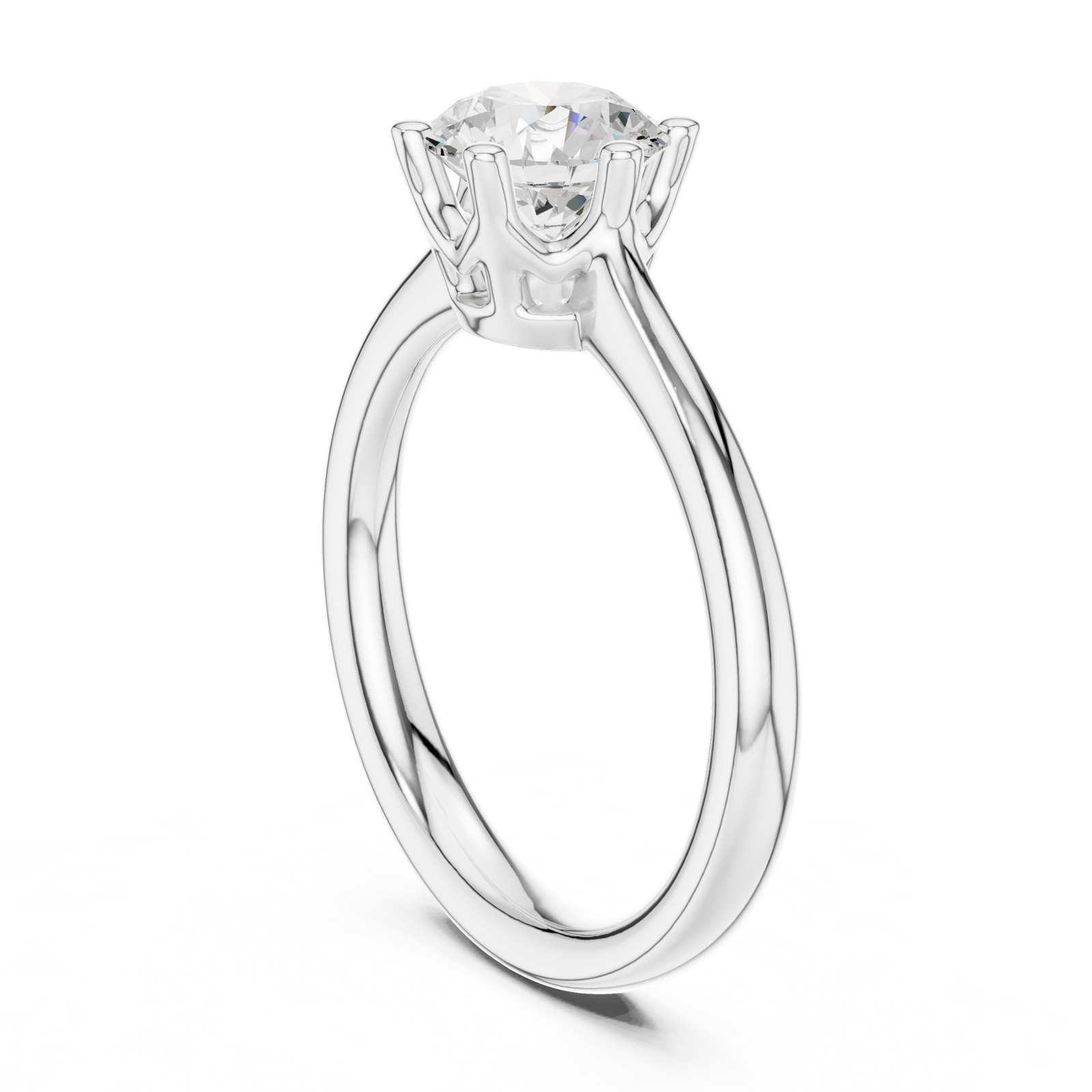 Olimpia Six Claw Round Cathedral Solitaire Engagement Ring in white gold