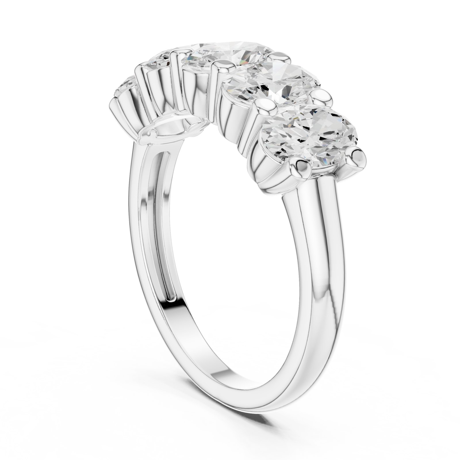 Vita Oval Five Stone Half Eternity Band in white gold