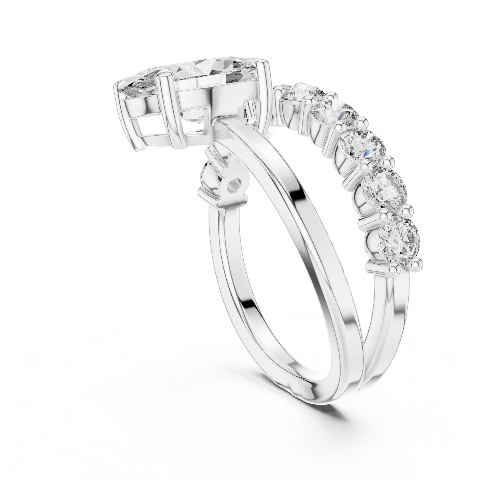 Aurelia Oval Bypass Engagement Ring with Round Diamonds in white gold
