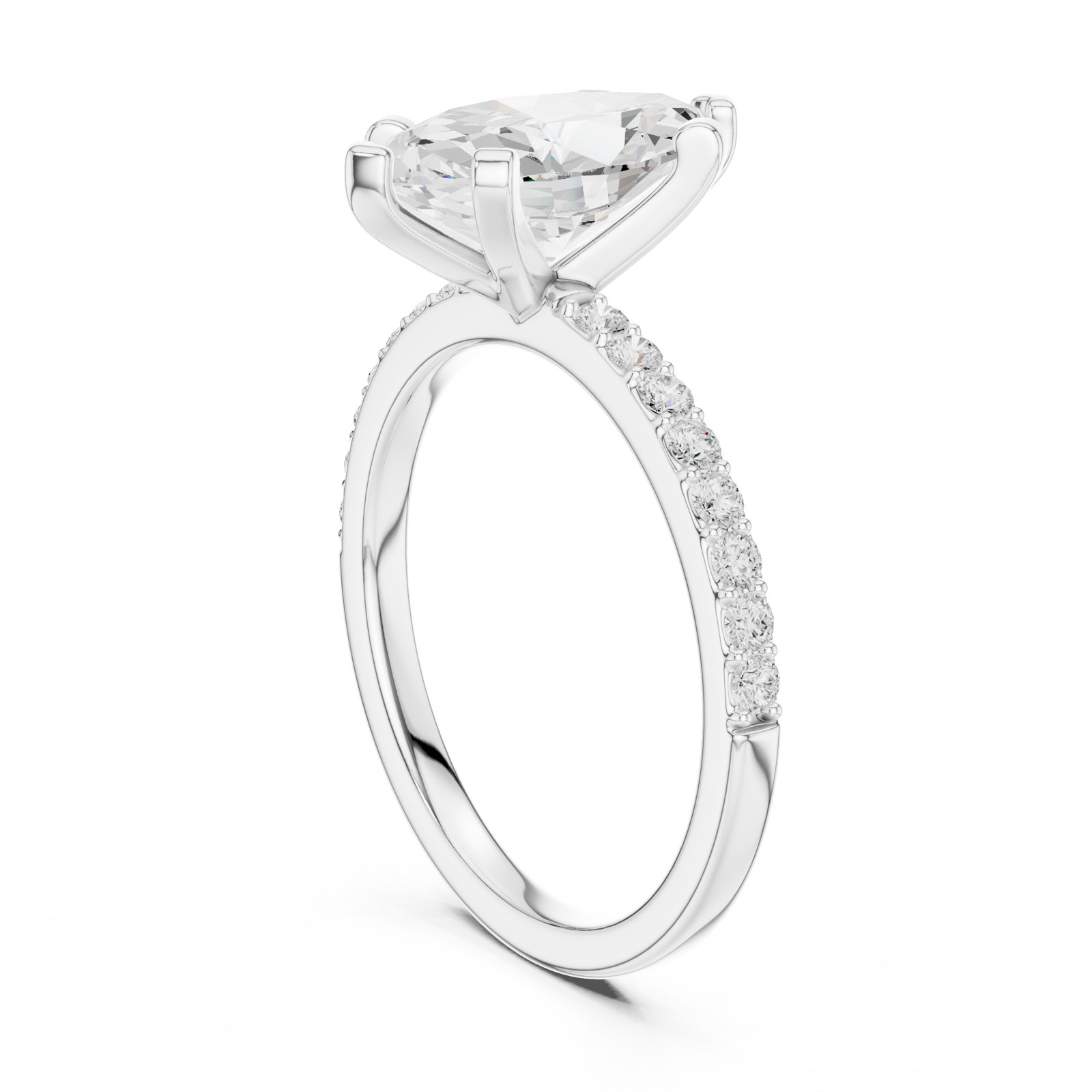 Ella Marquise Pavé Solitaire Engagement Ring in white gold