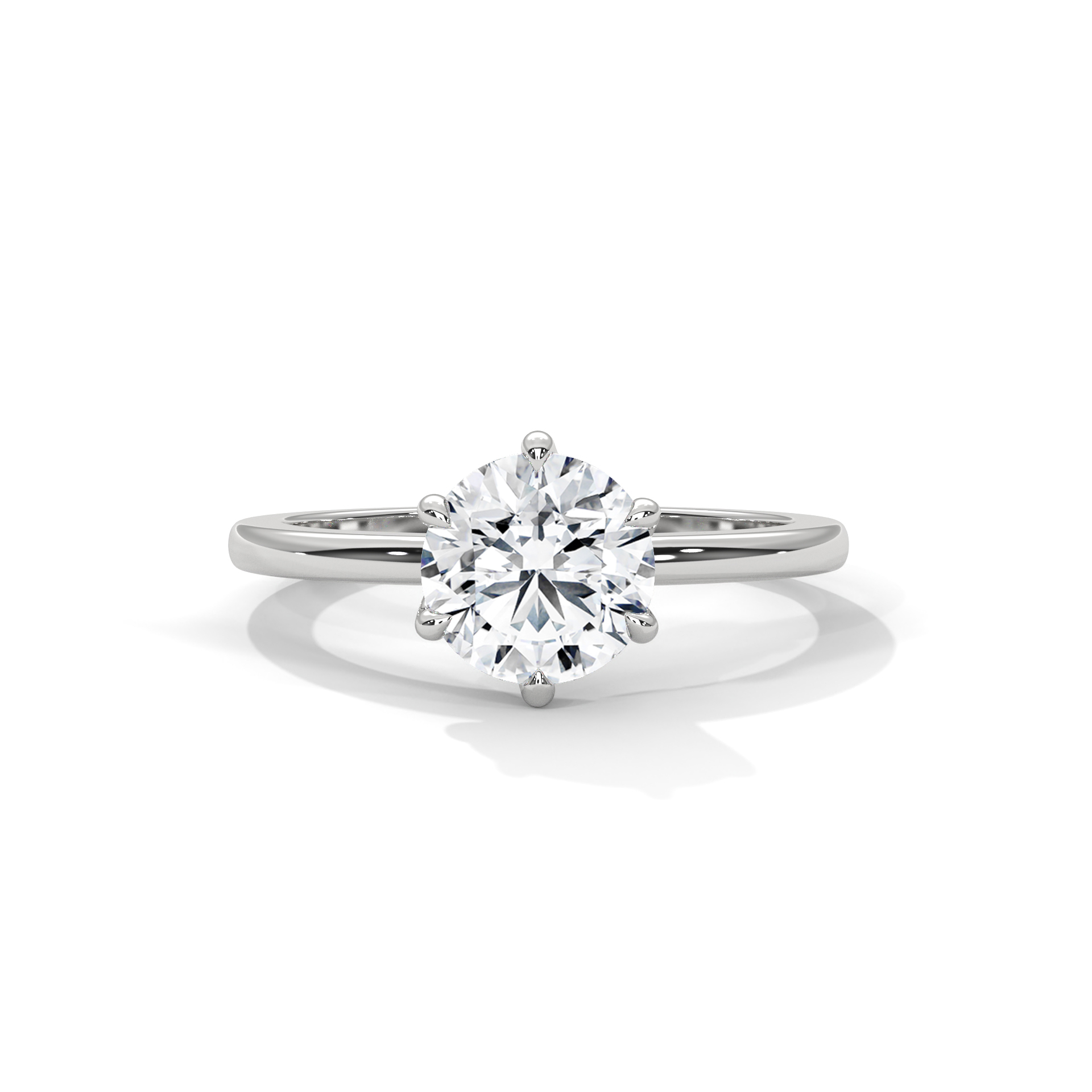 Round Six-Prong Tapered Solitaire Ring