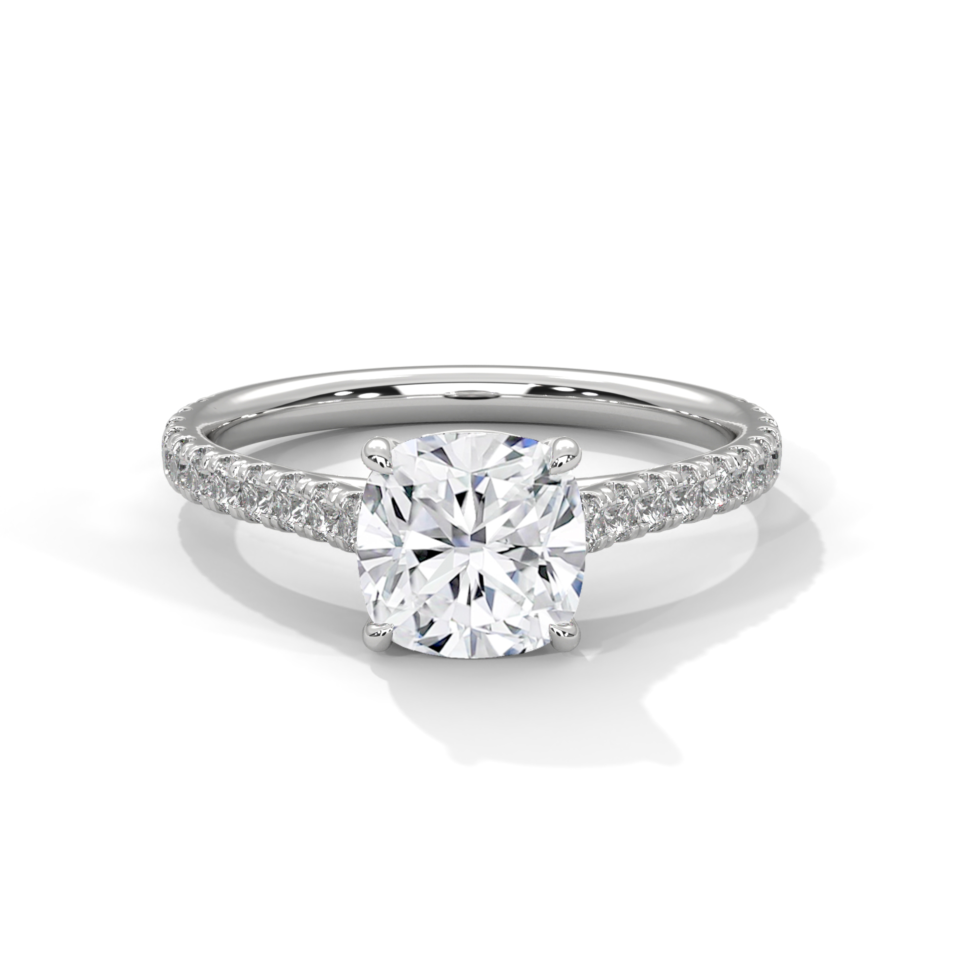 Cushion Slim Pavé Solitaire Ring