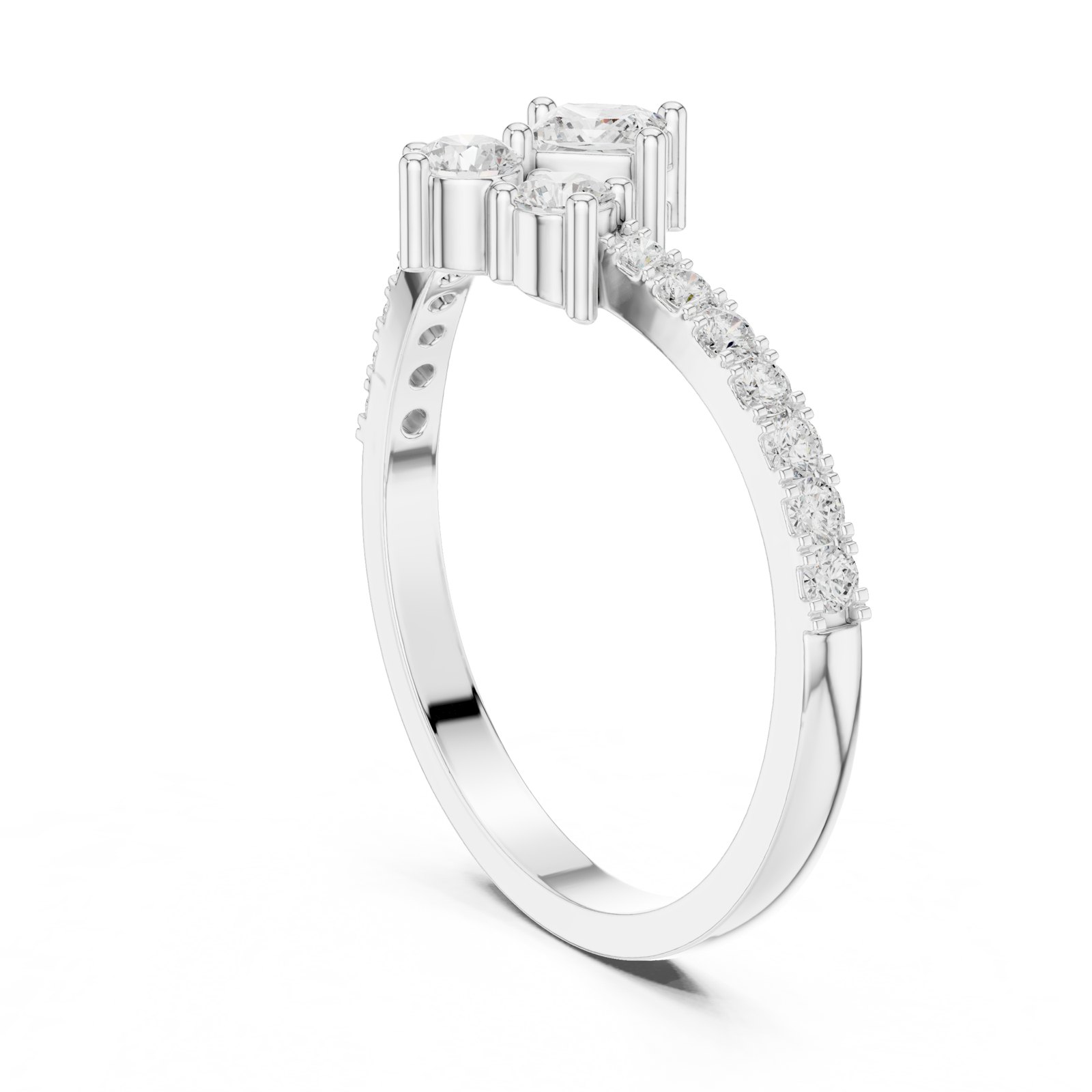 Ayana Bypass Cluster Ring with Pavé Band in white gold