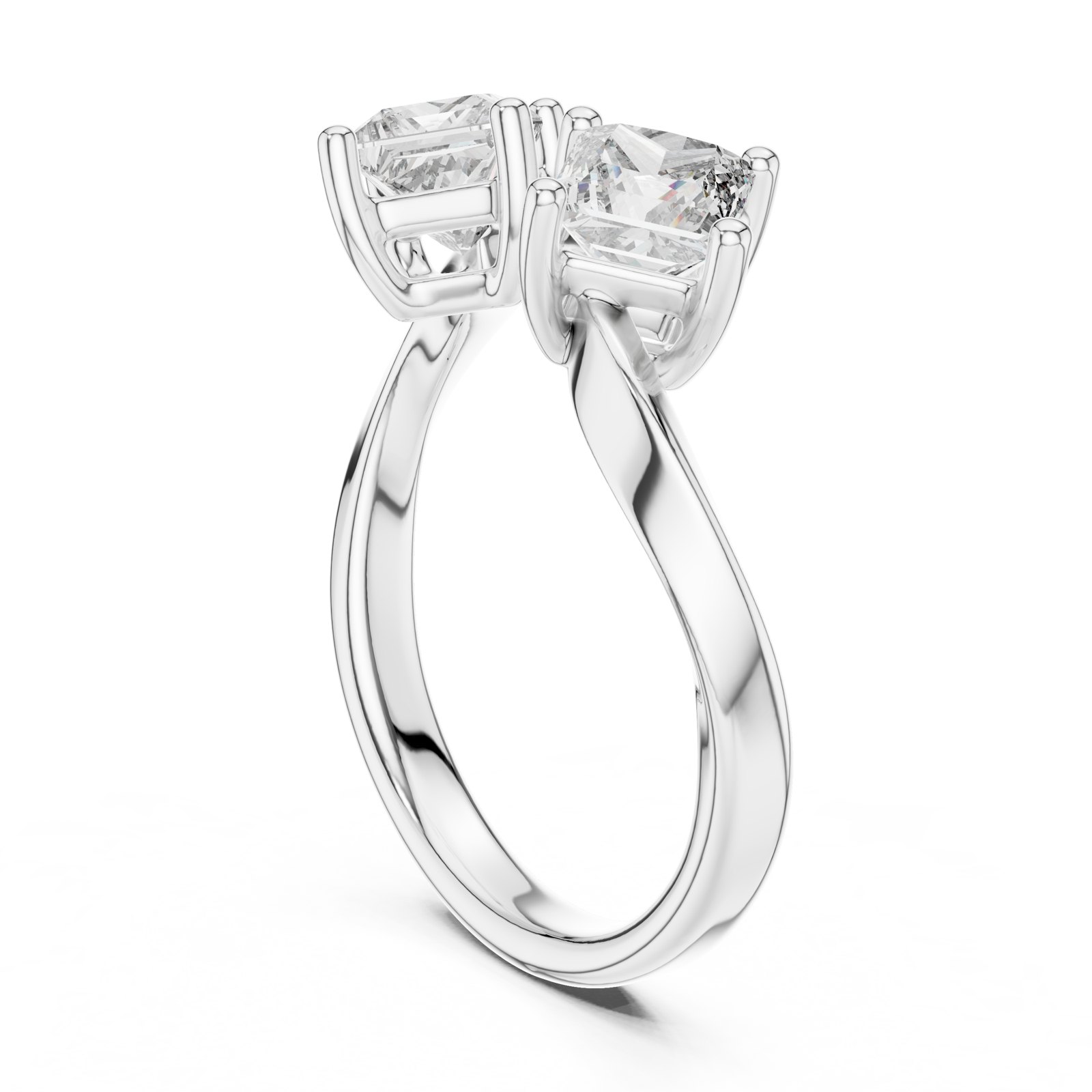 Tia Princess Toi Et Moi Ring with Twisted Band in white gold