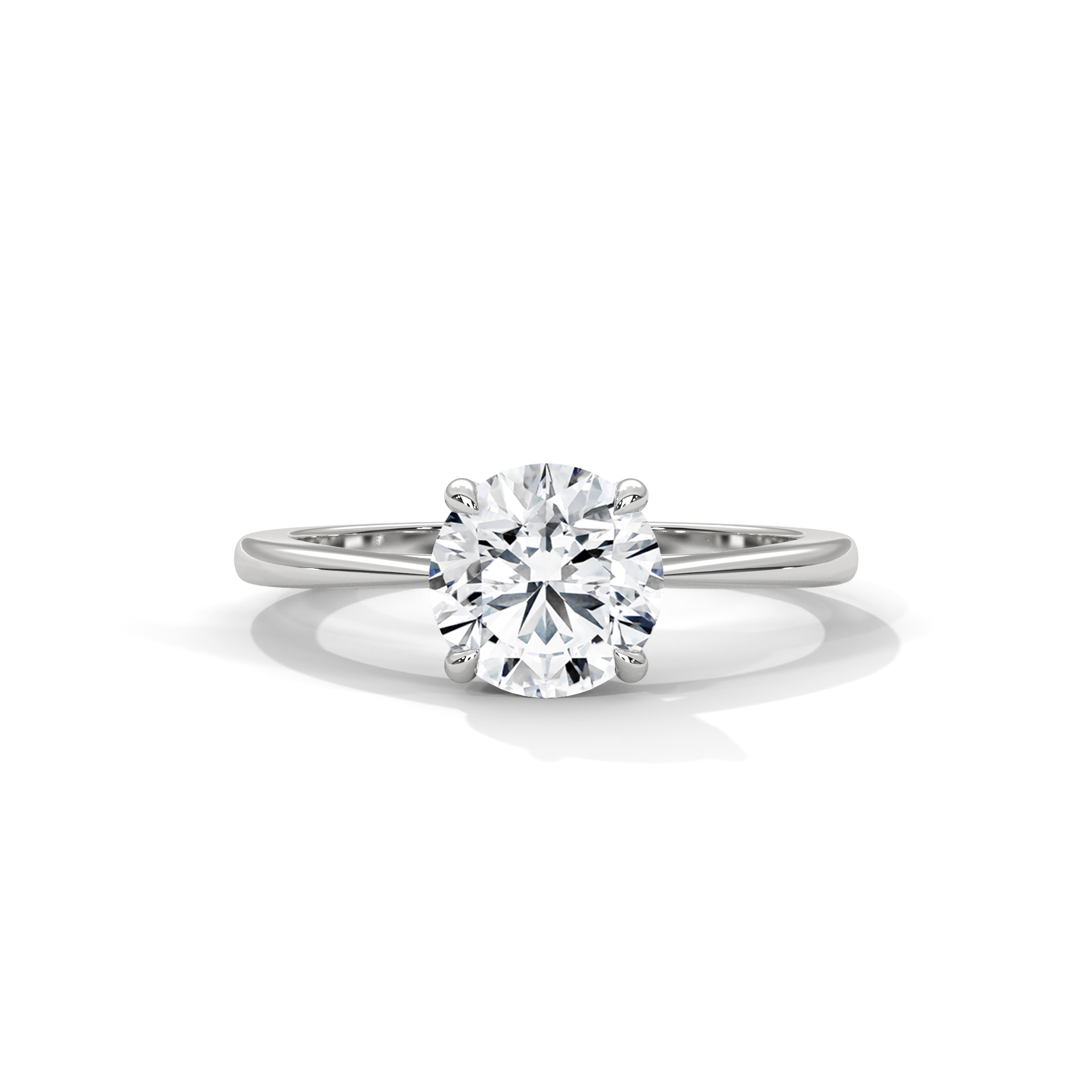 Round Four-Prong Petite Band Solitaire Ring