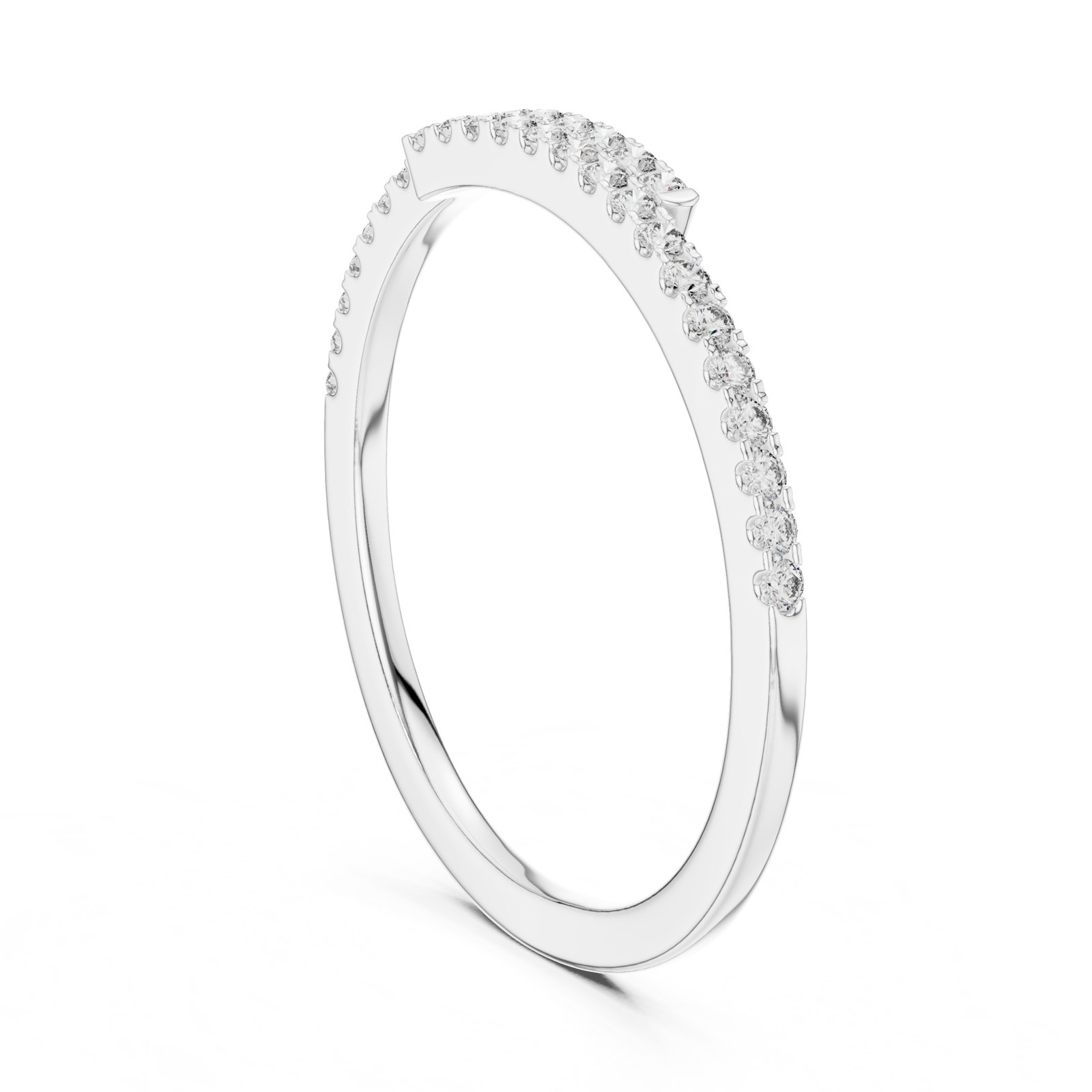 Evelyn Offset Pavé Wedding Band in white gold