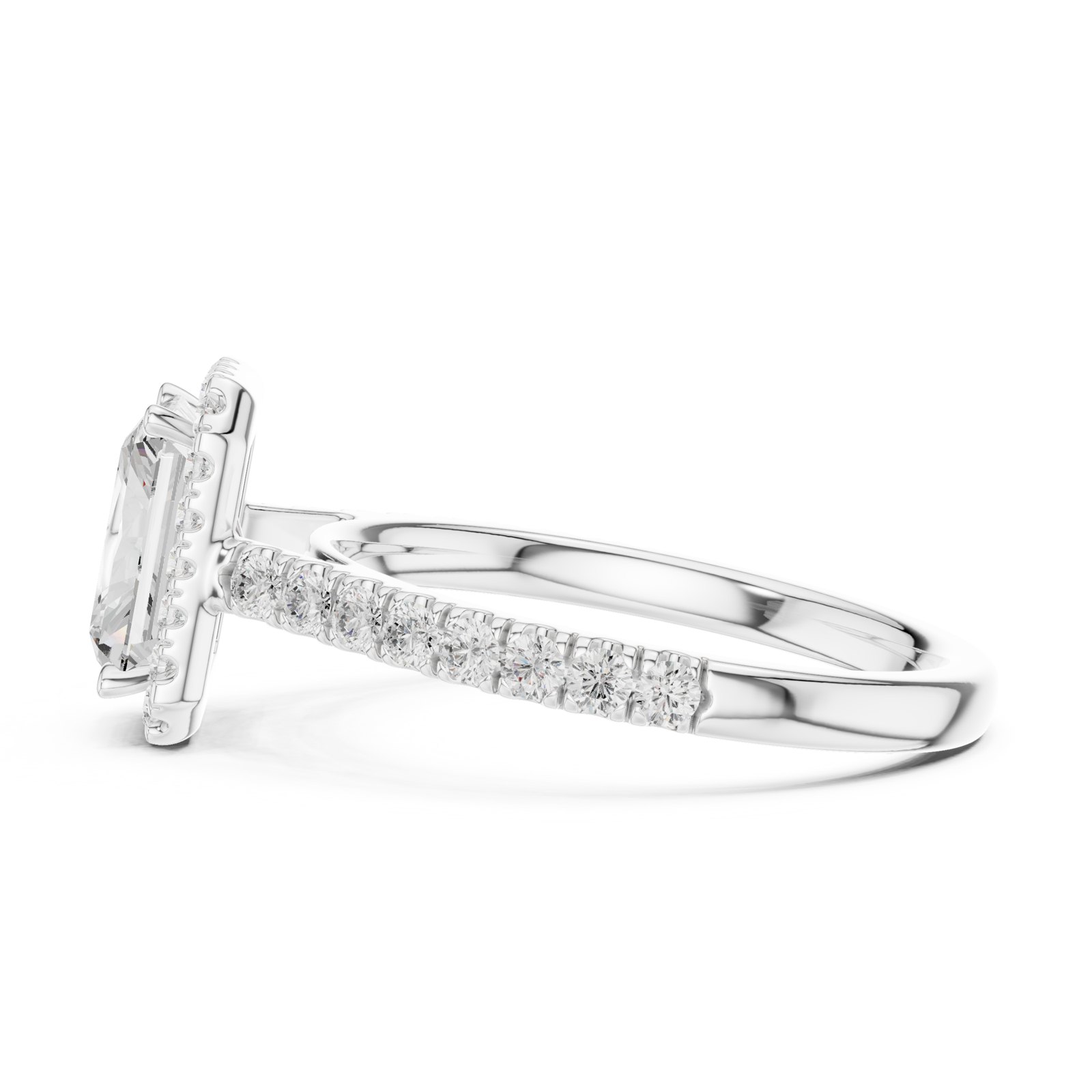 Maisie Radiant Halo Pavé Engagement Ring in white gold