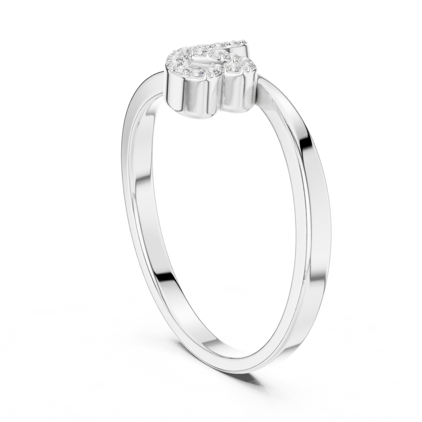 Petrina Heart and Circle Pavé Bypass Ring in white gold