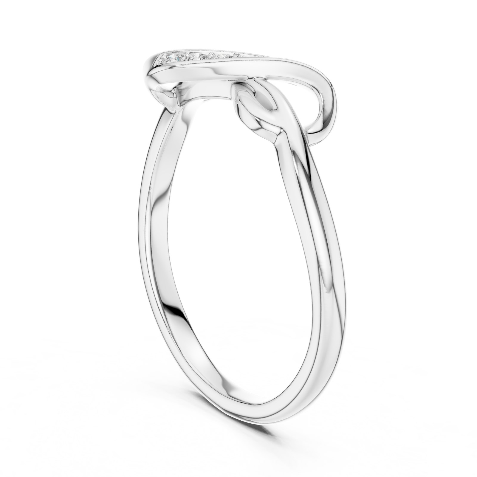 Mabelle Infinity Knot Ring with Pavé Diamond Line in white gold