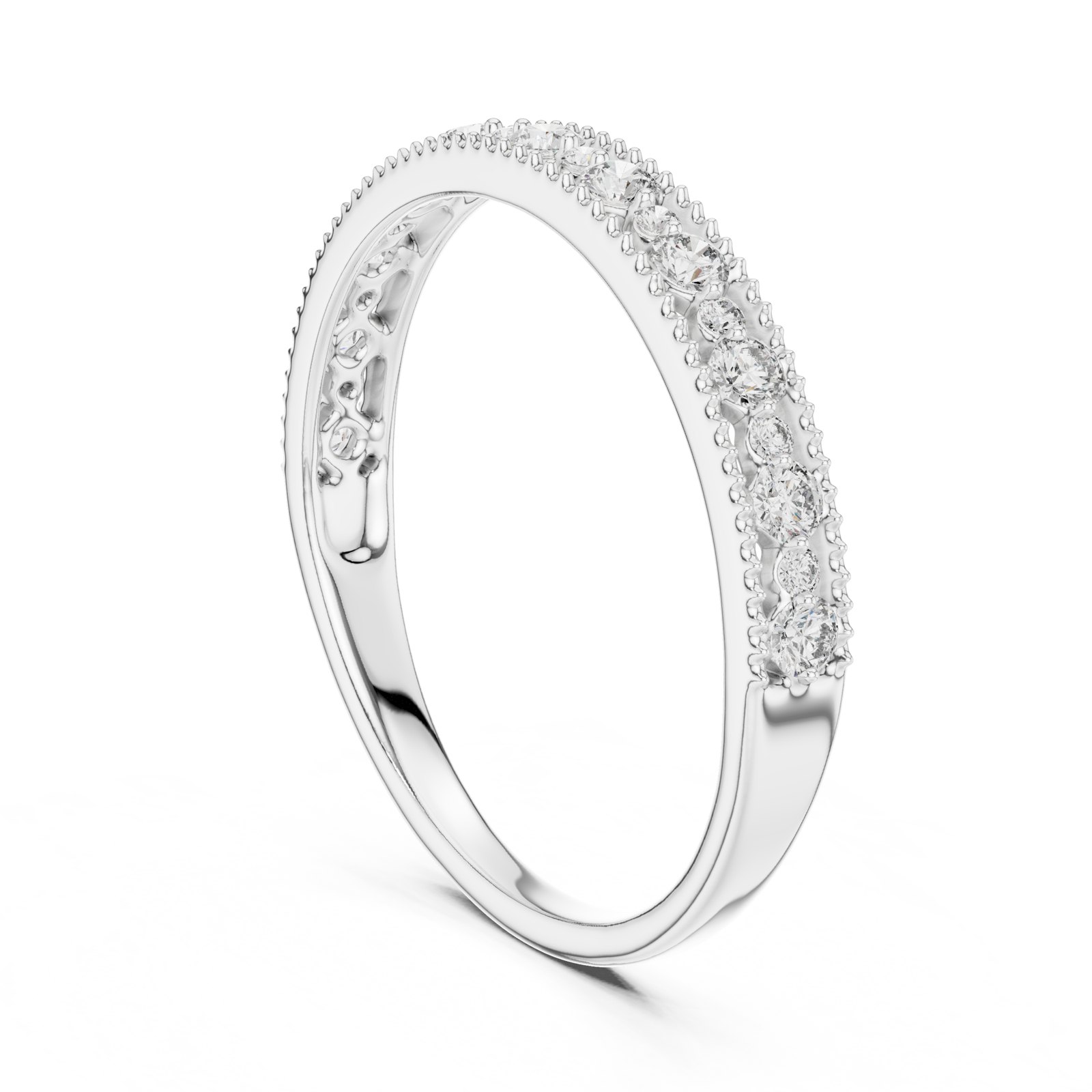 Amani Milgrain Graduated Half Eternity Band in white gold