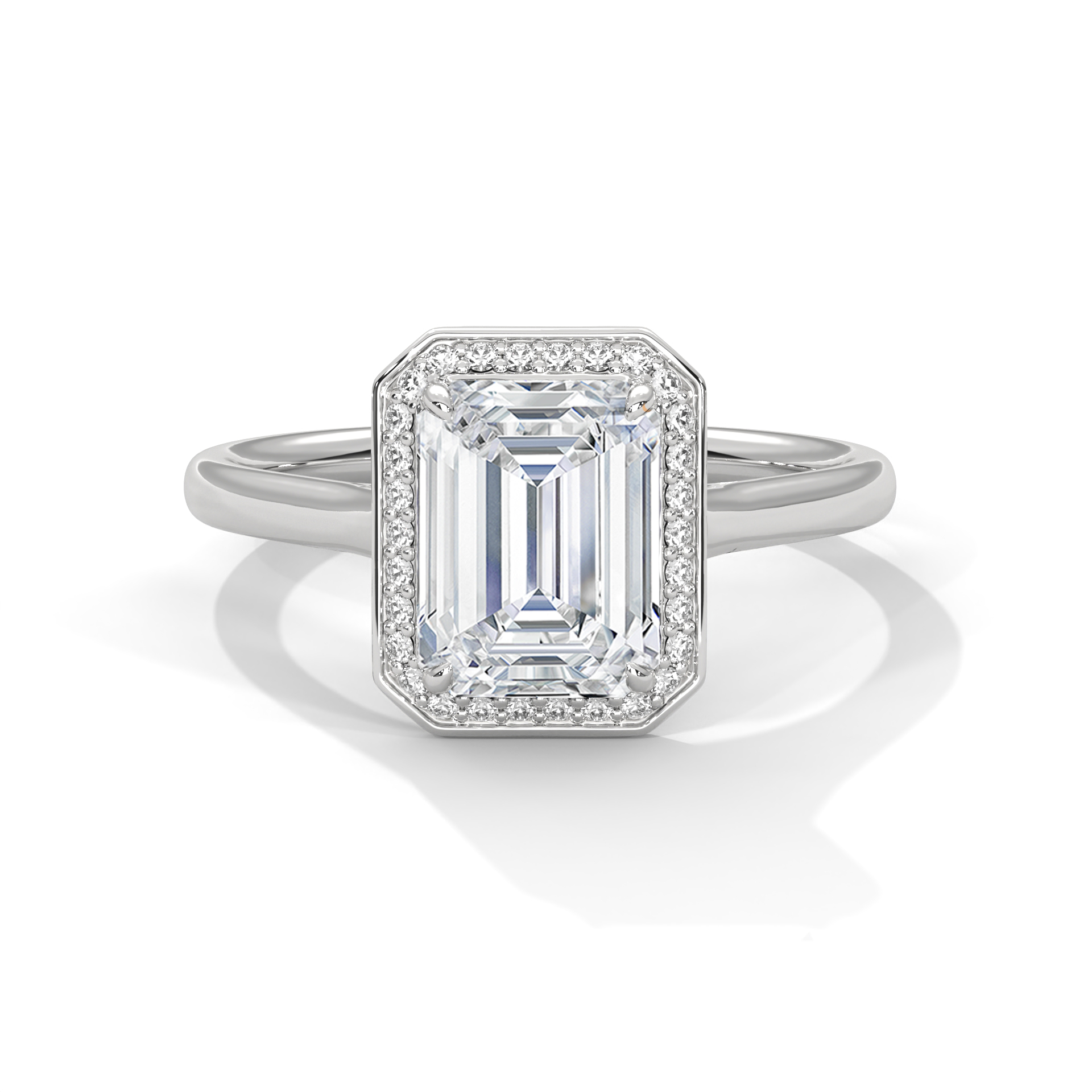 Emerald-Cut Halo Diamond Ring
