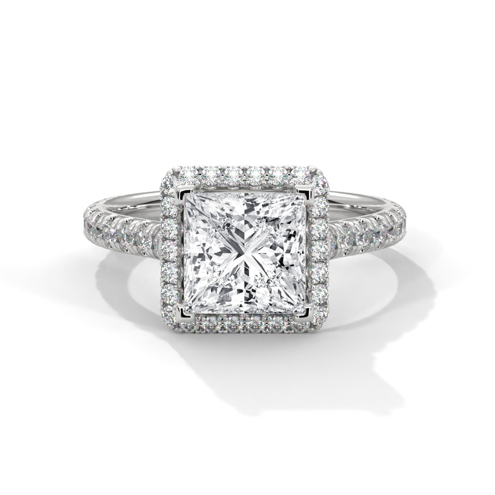 Princess Halo Pavé Diamond Ring