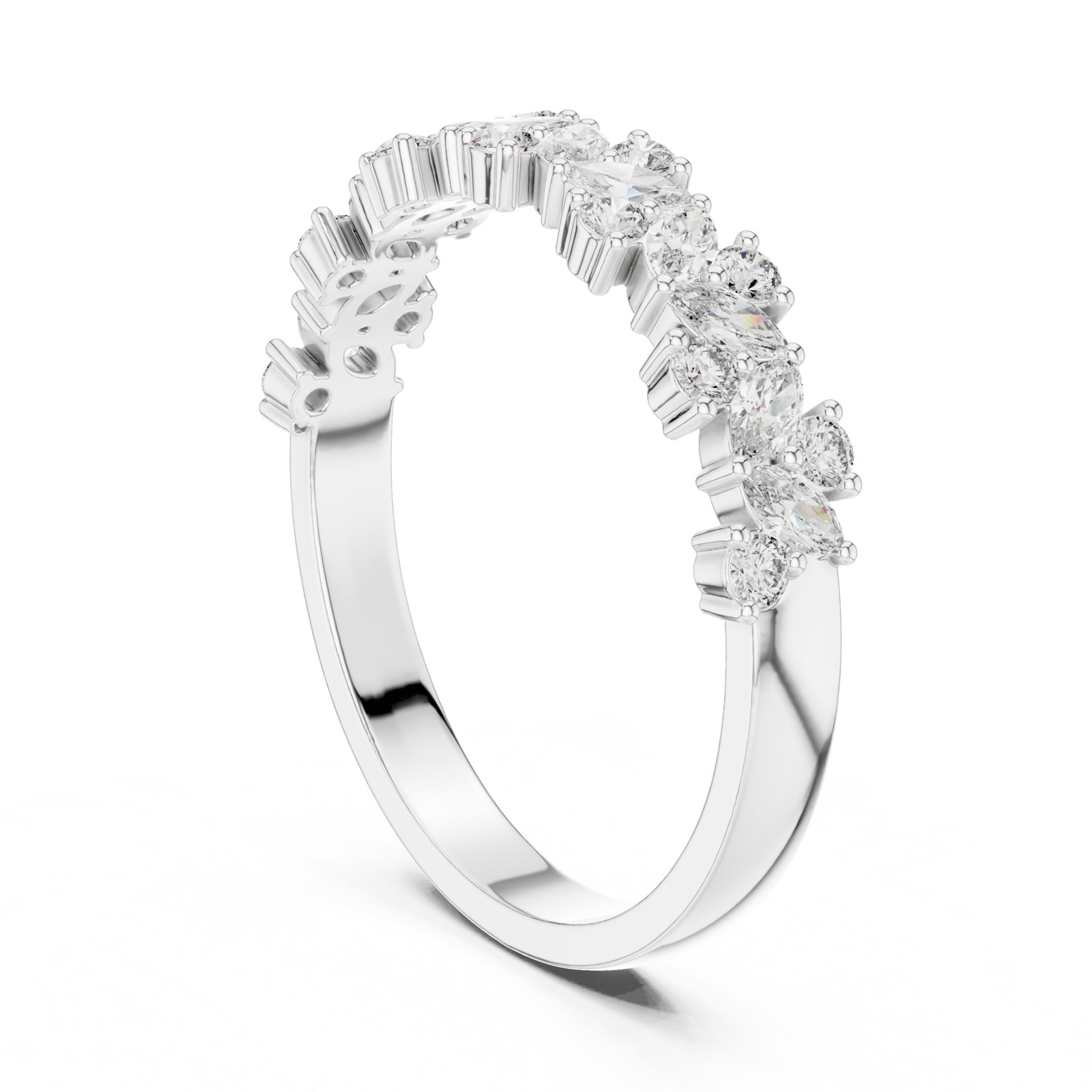 Arielle Marquise and Round Half Eternity Band in white gold
