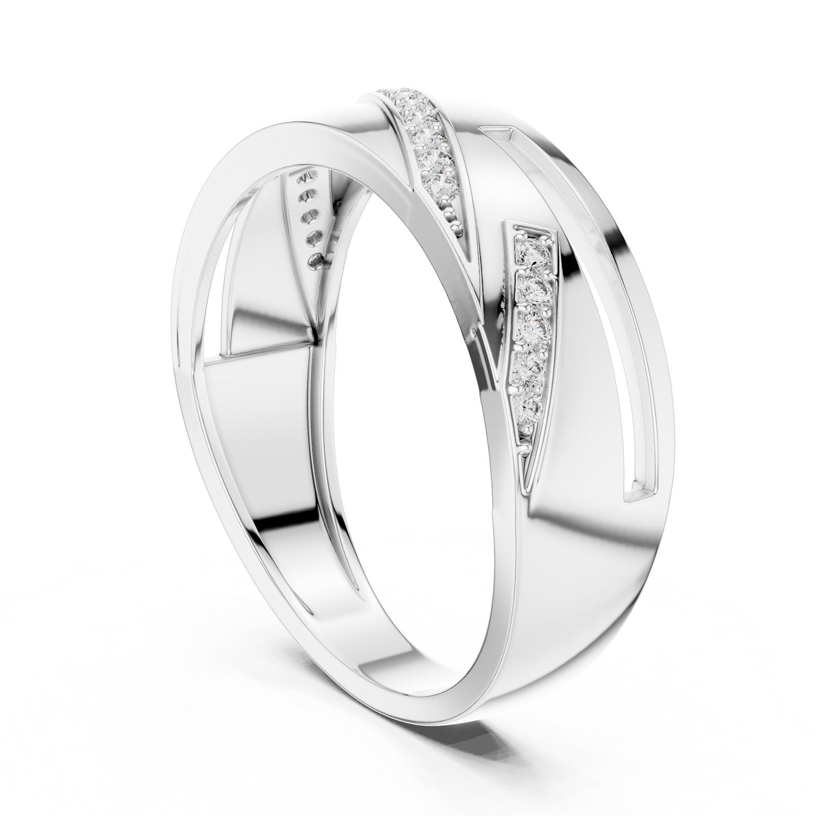Alaric Men's Diagonal Pavé Slash Band in white gold