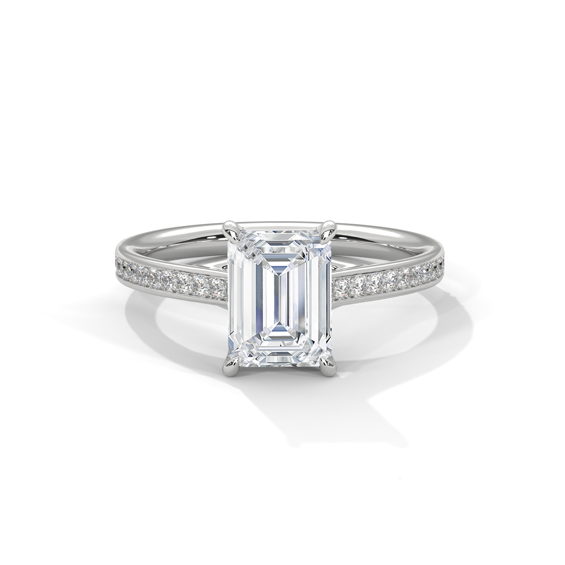 Emerald-Cut Cathedral Pavé Ring