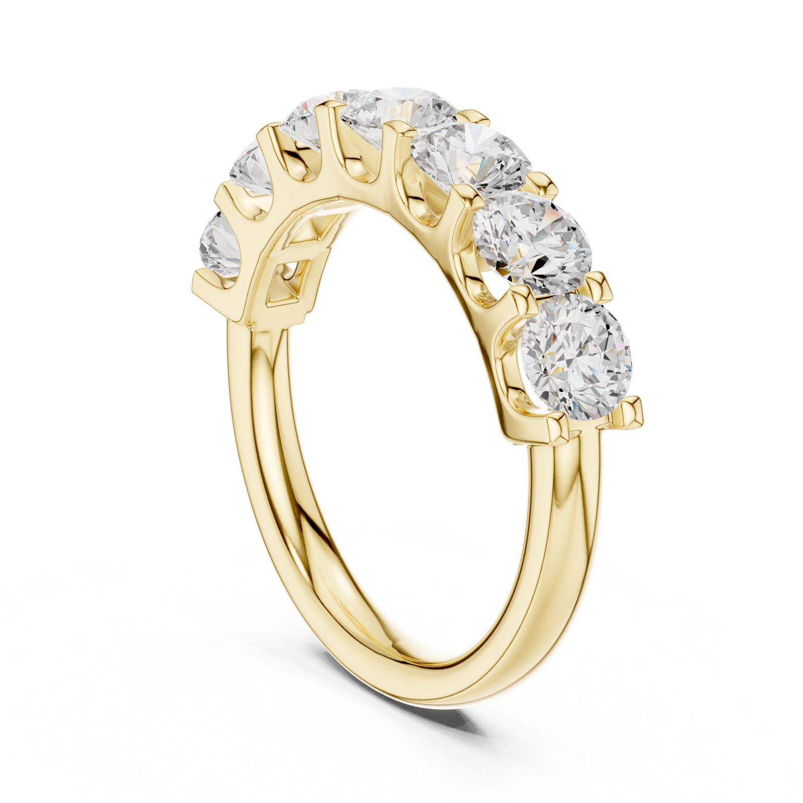 Isabeau Seven Stone Round Half Eternity Band in yellow gold