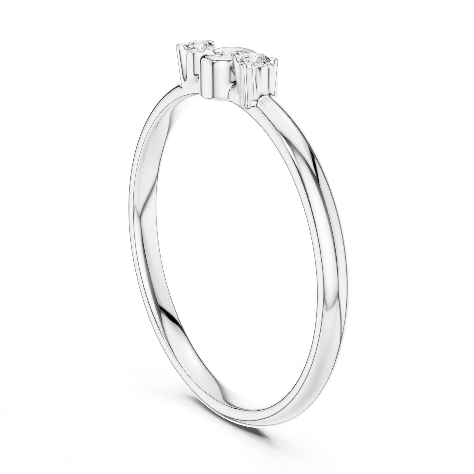 Manola Trio Diamond Swirl Ring with Slim Band in white gold