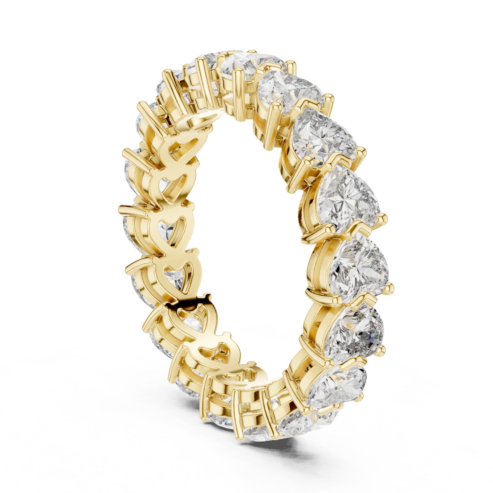 Ingela Heart Shape Prong Set Eternity Band in yellow gold