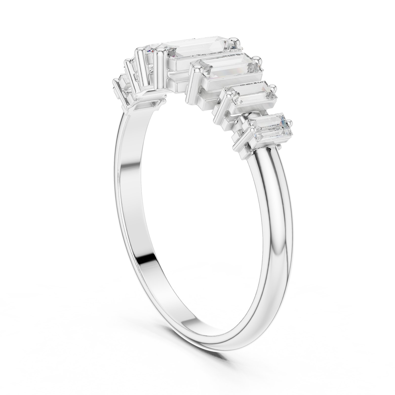 Annika Graduated Baguette Diamond Half Eternity Band in white gold