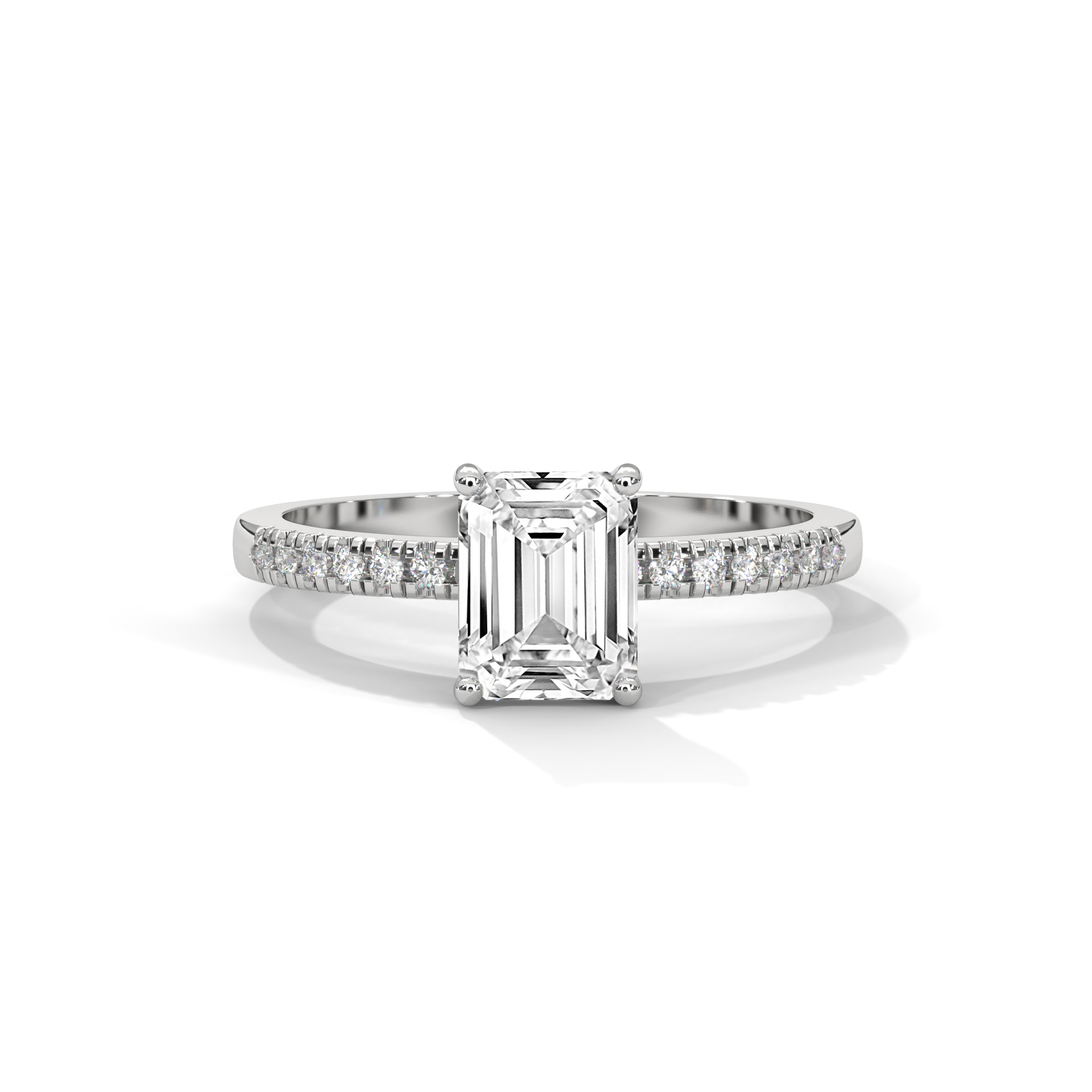 Emerald-Cut Slim Pavé Ring