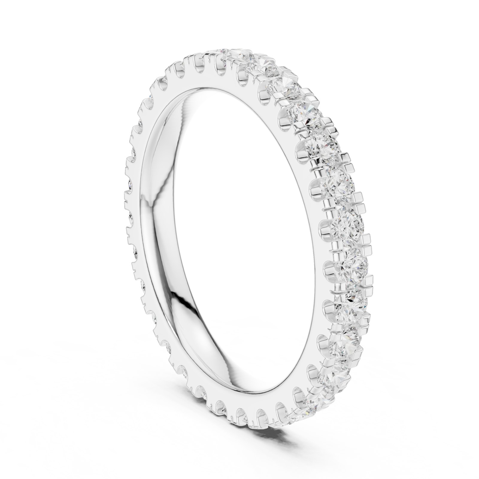Ambrosine Scalloped Shared Prong Eternity Band in white gold