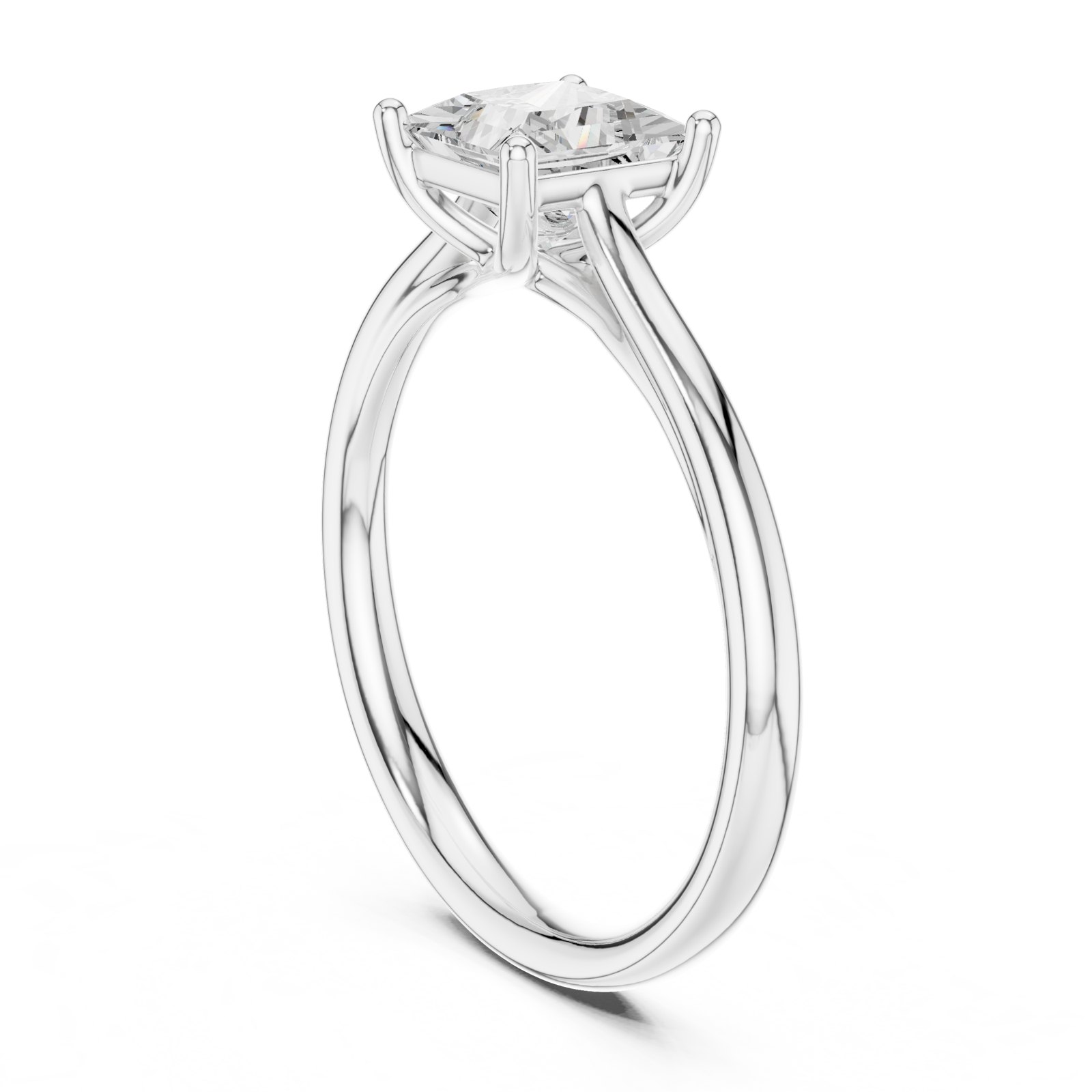 Delia Princess Cut Cathedral Solitaire Engagement Ring in white gold