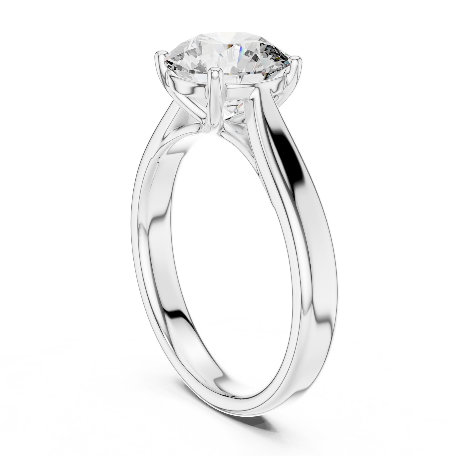 Nidia Round Cathedral Solitaire Engagement Ring with Flat Band in white gold