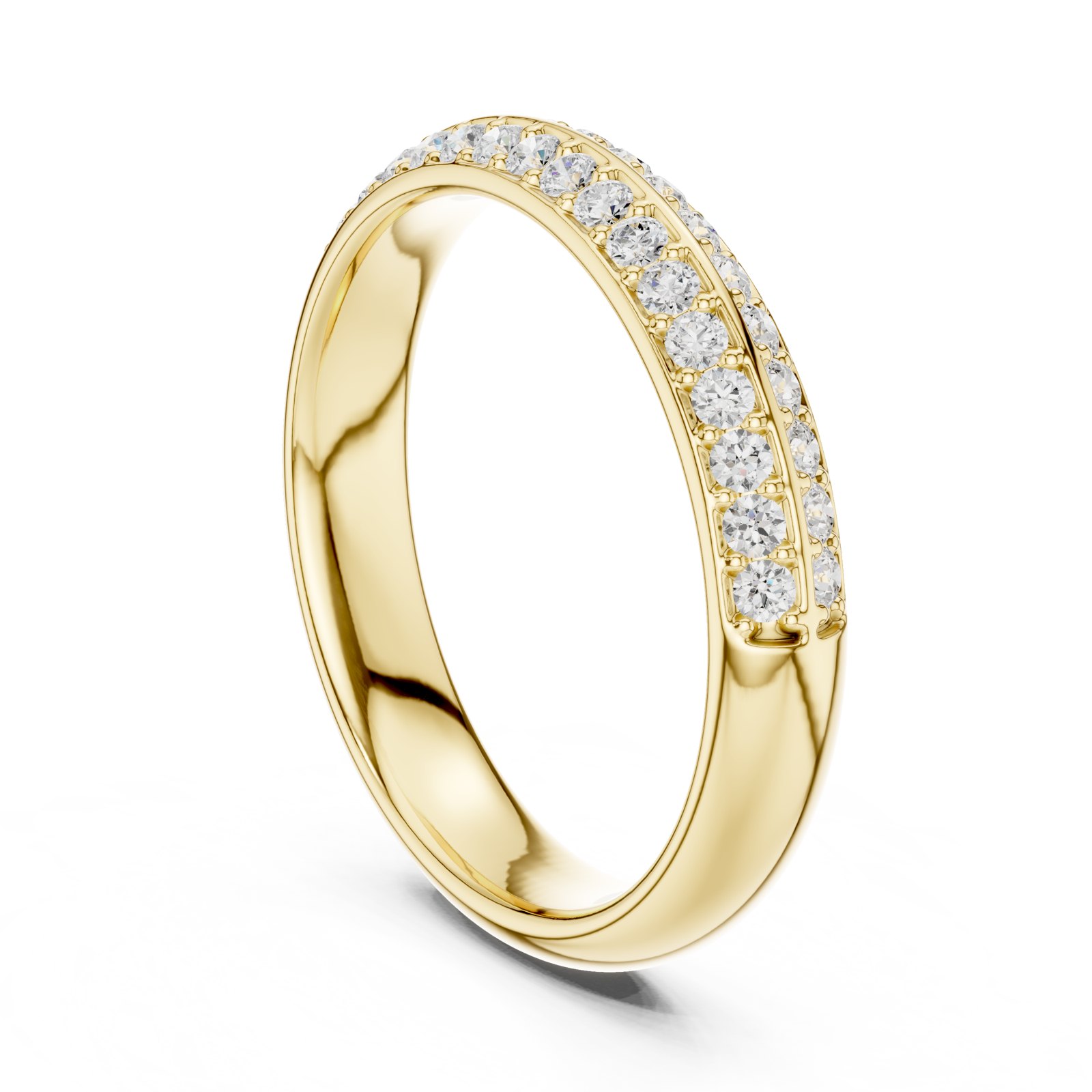 Alexandra Two Row Graduated Pavé Wedding Band in yellow gold