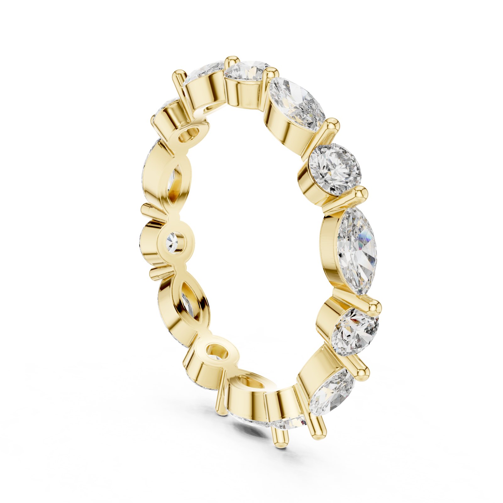 Jasmina Marquise and Round Alternating Eternity Band in yellow gold