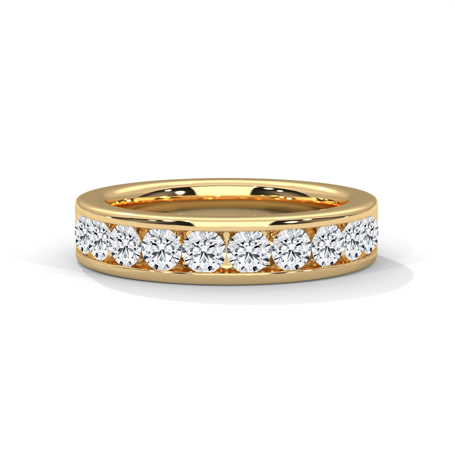 Channel-Set Round Diamond Half-Eternity Band