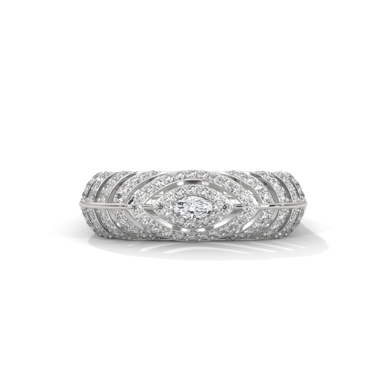 Marquise Halo Lattice Cocktail Ring