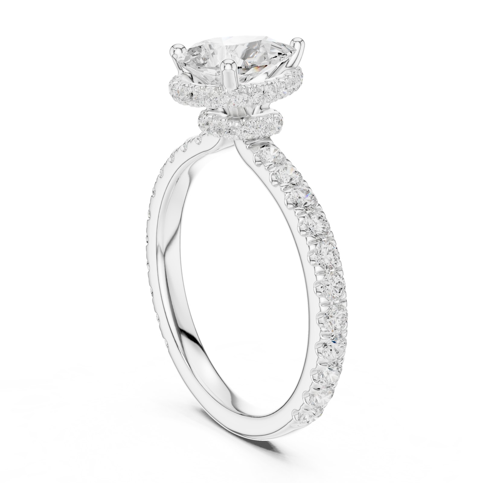 Hilde Pear Hidden Halo Pavé Engagement Ring in white gold